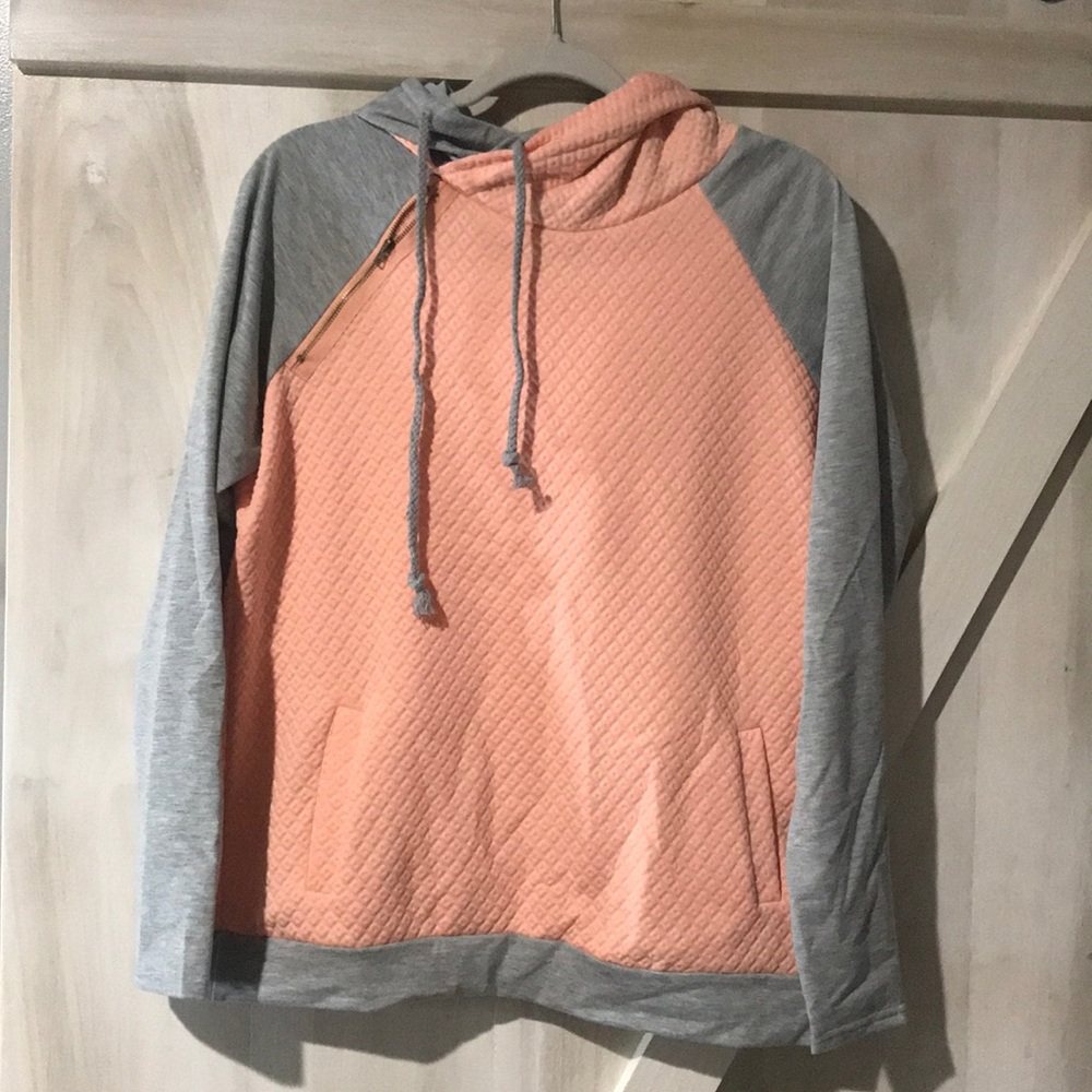 Gray and Pink double hooded sweatshirt